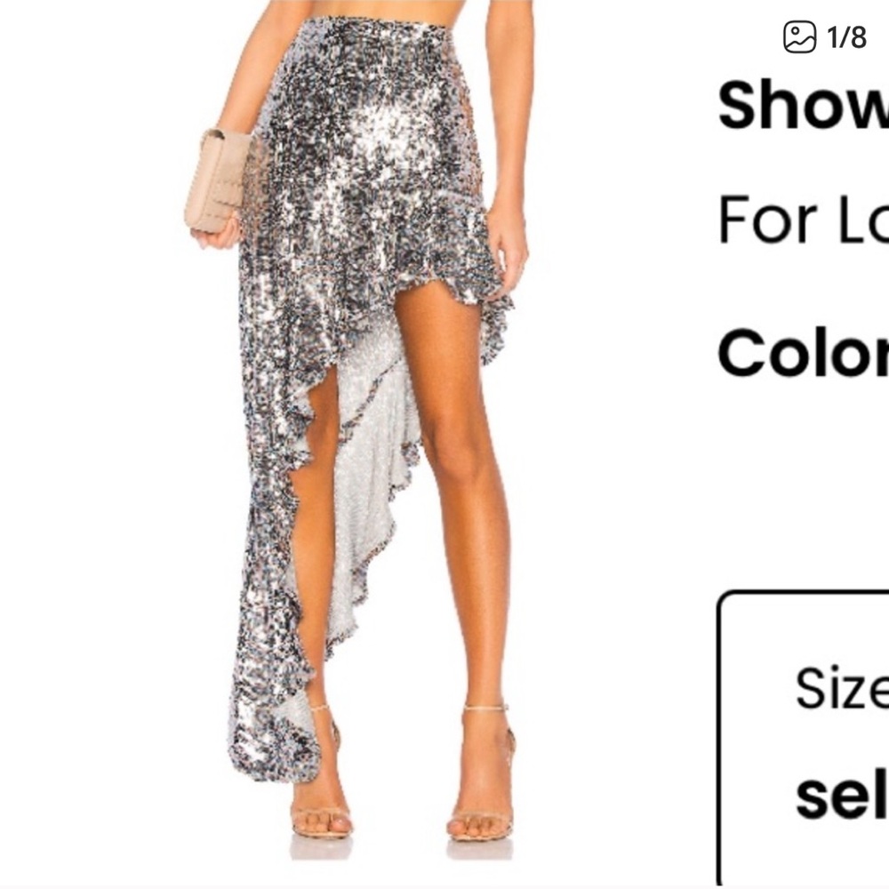 For Love And Lemons Silver High-Low Skirt